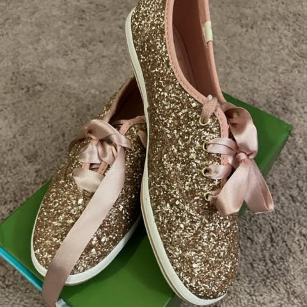Keds+Kate Spade Rose Gold Glitter Sneakers! NWT!!!